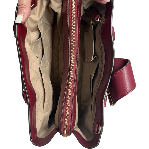 Michael Kors Mindy MD EW Satchel + Carryall Wallet in Burgundy - Picture 7 of 14